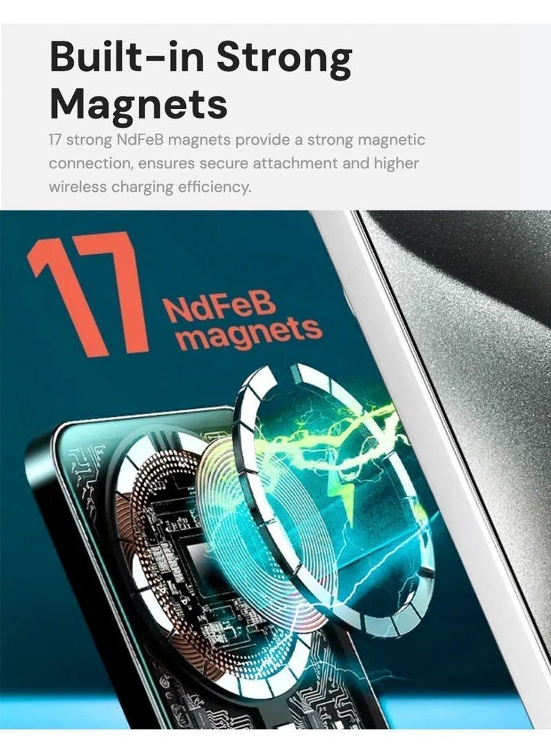 MICRODIA SNAPPower Anchor Wireless Power Bank, 35W PD USB-C Megantic Portable Charger, MagSafe Wireless Charger for iPhone 16/15/14/13/12 Series – Black - Image 5